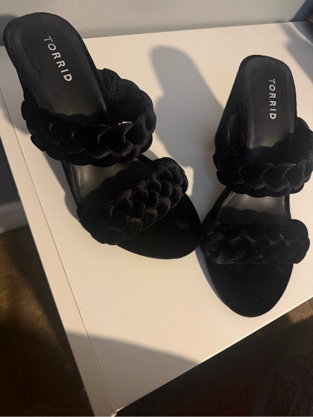 Torrid Black Braided Double-Strap Heeled Sandals
